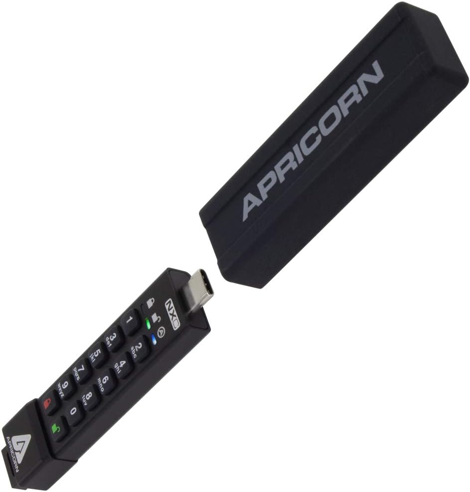Gigabyte Flash S-USB-C 64GB Apricorn SecureKey 3NXC, Schwarz