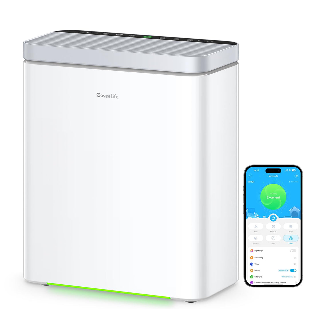 GoveeLife Smart Luftreiniger für grosse Räume bis 97 m², PM2.5-Monitor, HEPA-Schlafmodus, 3-in-1 Luf