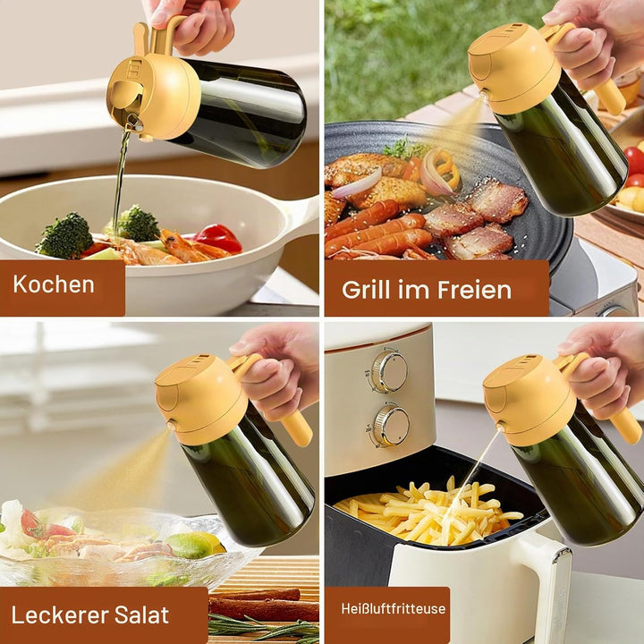 YARRAMATE 2 Stück 470ml Lichtblockierender dunkler Ölsprüher zum Kochen, 2-in-1 UV Schutz ölzerstäub