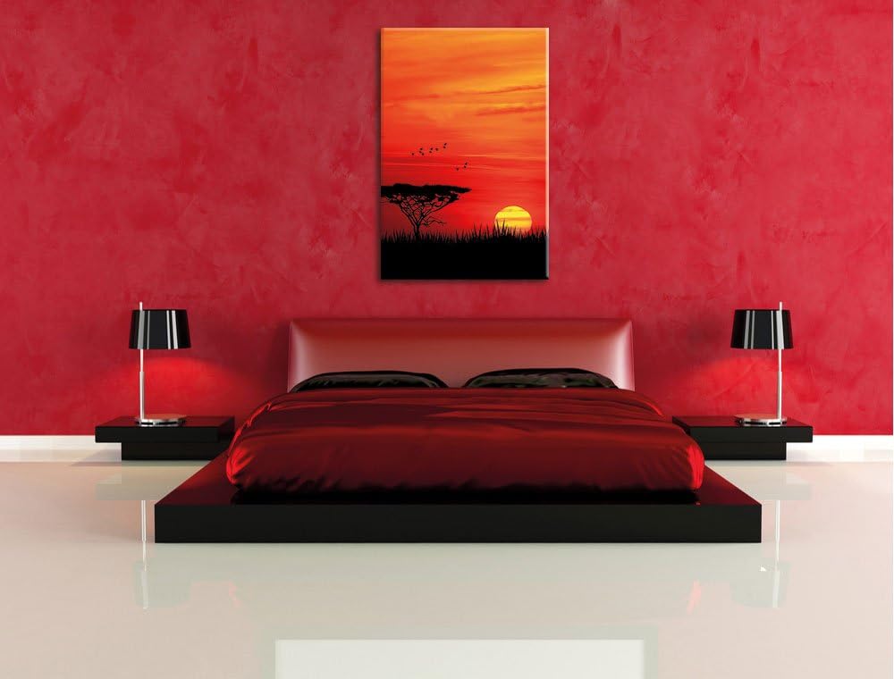 Roter Sonnenuntergang in Afrika, Format: 100x70 auf Leinwand, 100x70