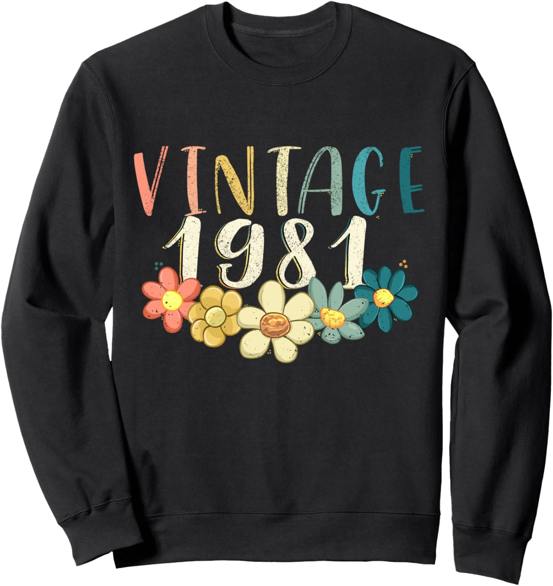 1981 40. Geburtstag Geschenk Retro Blume 40 Jahre alt Sweatshirt