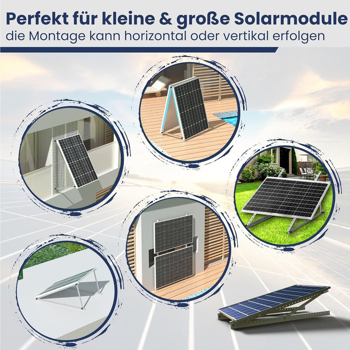 Solarpanel Halterung 114cm Solarmodul Halterung Balkonkraftwerk für Solarpanel 100W-800W Winkel Eins