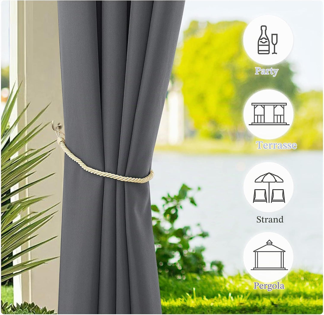 PONY DANCE Outdoorvorhänge mit Klettverschluss Schlaufenschal 2er Set H 240 x B 140 cm Outdoor Vorhä