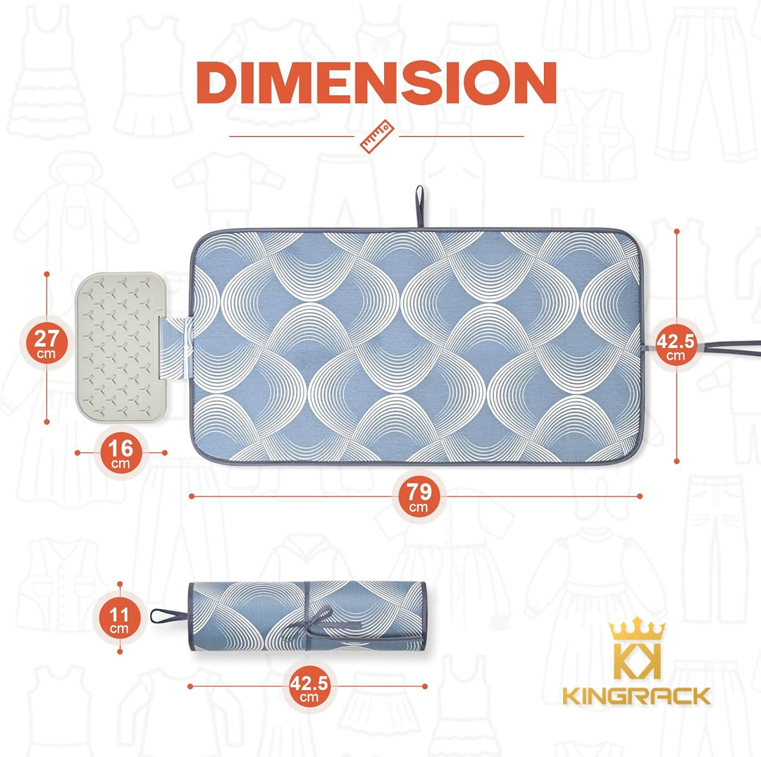 KINGRACK Bügelmatte für Dampfbügeleisen 79x42cm, Bügeldecke für Tisch mit Hitze, Extrem rutschfeste