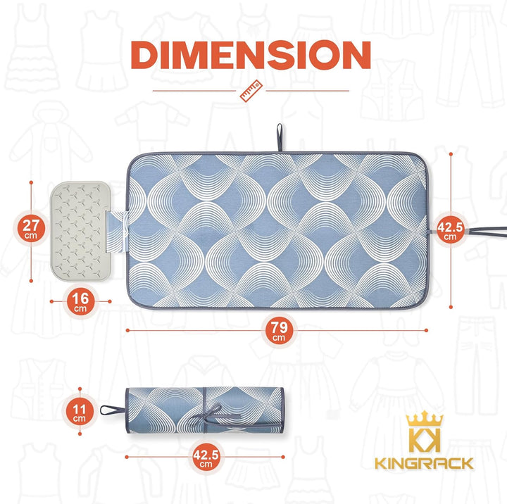 KINGRACK Bügelmatte für Dampfbügeleisen 79x42cm, Bügeldecke für Tisch mit Hitze, Extrem rutschfeste