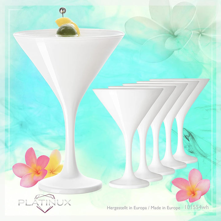 PLATINUX Weisse Martini Gläser 150ml Set 6-Teilig aus Glas Cocktailgläser Bargläser Martini Glas Coc