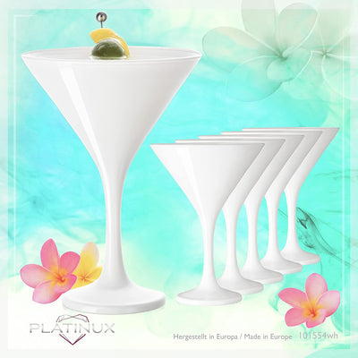 PLATINUX Weisse Martini Gläser 150ml Set 6-Teilig aus Glas Cocktailgläser Bargläser Martini Glas Coc