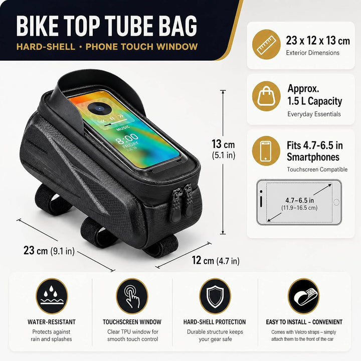 Fahrrad-Rahmentasche, wasserdichte Lenkertasche, ausgestattet mit einem reaktionsschnellen TPU-Touch