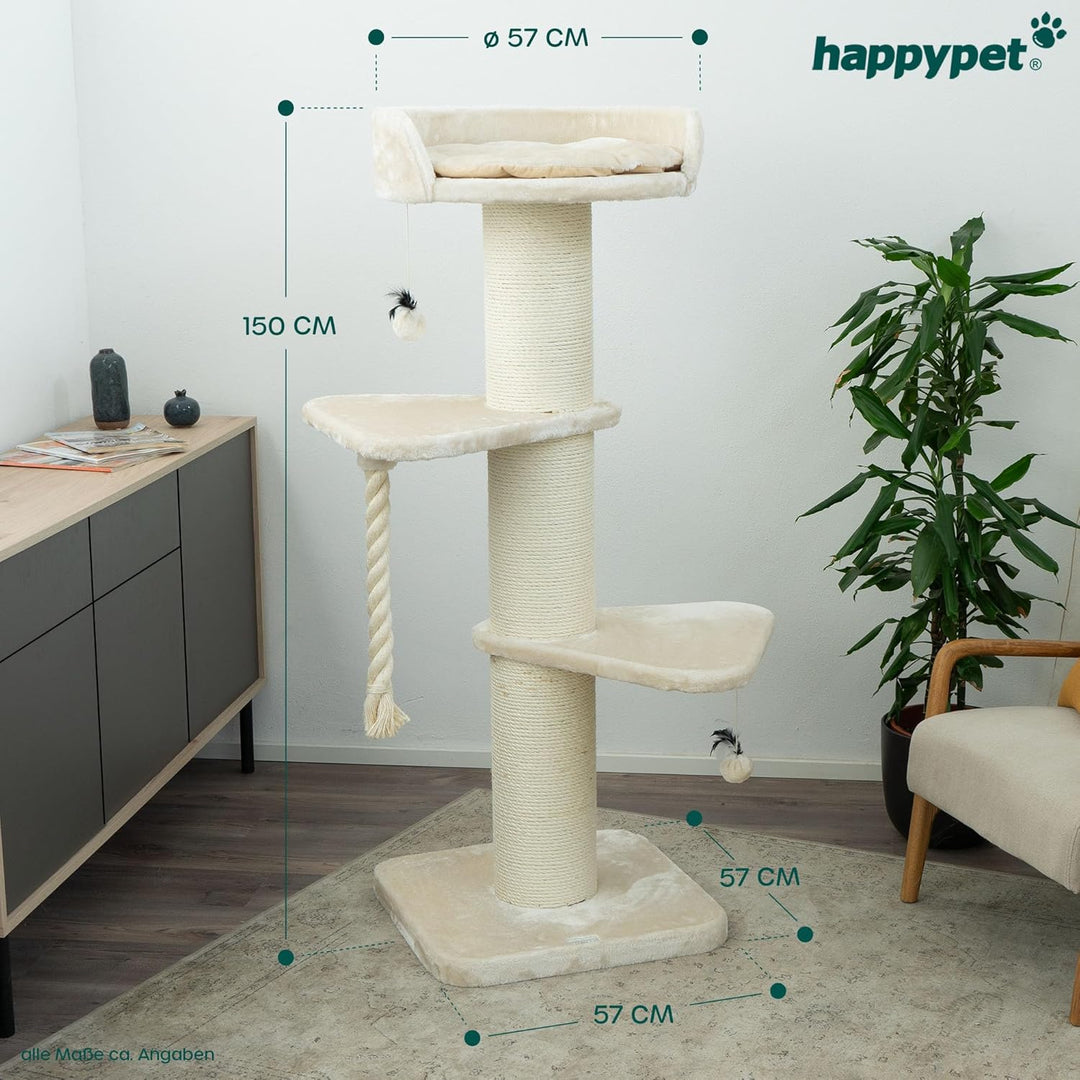 HAPPYPET Premium Kratzbaum Grosse Katzen Stabil 'Freddy' – 150 cm Grosser Katzenbaum, Kletterbaum fü