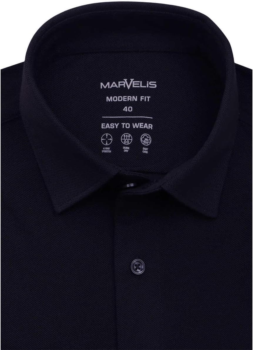 Marvelis Body Fit Hemd Langarm New Kent Kragen Jersey Nachtblau Grösse 37
