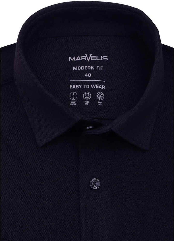 Marvelis Body Fit Hemd Langarm New Kent Kragen Jersey Nachtblau Grösse 37