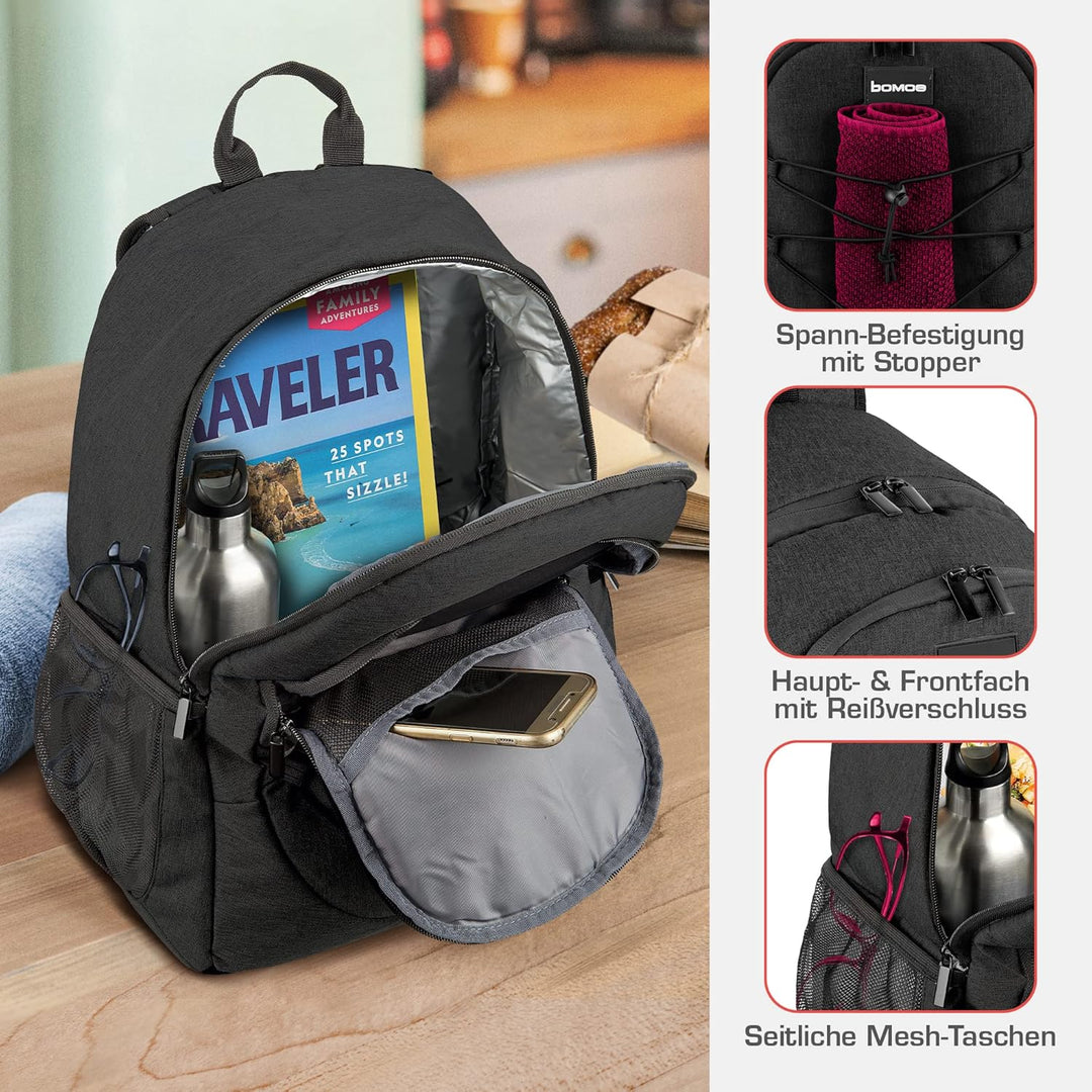 bomoe Kühlrucksack 25L - Outdoor Rucksack mit 16h Kühlfunktion - Strandrucksack mit vielen Taschen z
