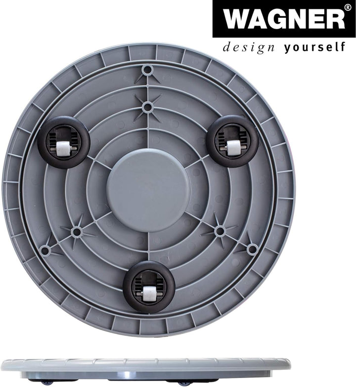 WAGNER Pflanzenroller ULTRAFLAT Ø 30 x 2,5 cm I Pflanzenroller für den Innenbereich, silbergrau I Ex