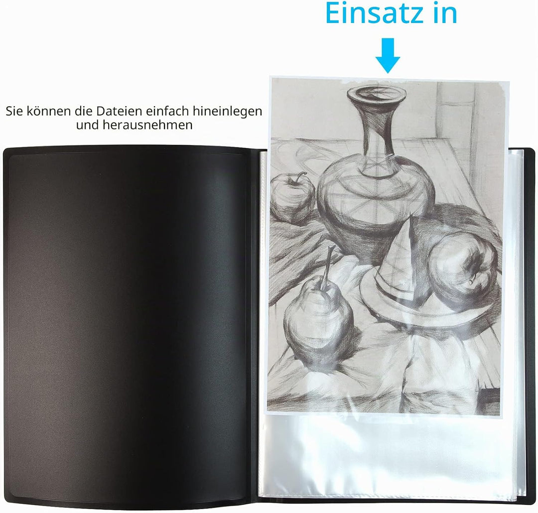 Präsentationsmappe mit Kunststoffhüllen im A4-Format, 40 Taschen (6 Farben)