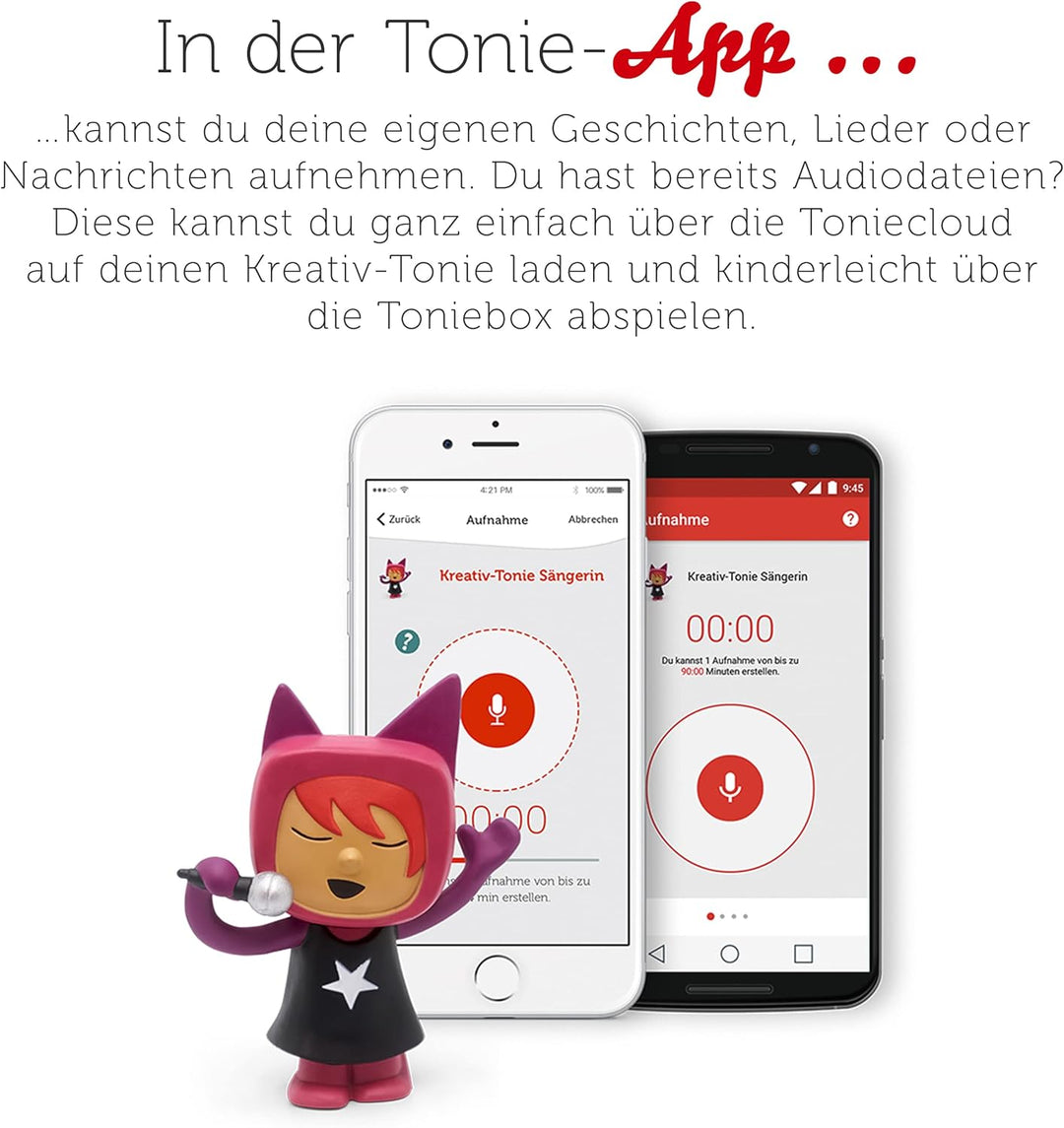 tonies Hörfigur für Toniebox, Kreativ Sängerin, zum selbst Bespielen, 90 Minuten Speicher für eigene
