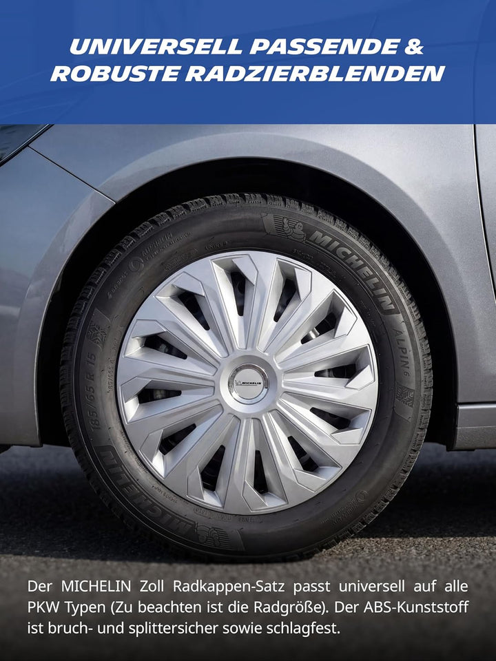 Michelin 92002 41006 Radkappen 15 Zoll Universal Radzierblenden Monique 4er Set Fürs Auto ABS Kunsts