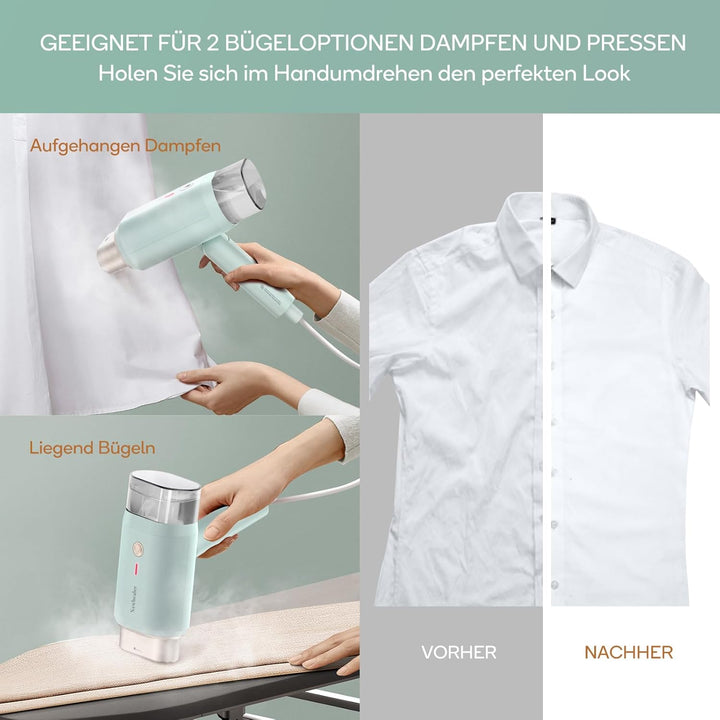 Newbealer Steamer Dampfglätter, 1200W Dampfbügeleisen Reise für Kleidung, 2 Dampfstufen Reisebügelei