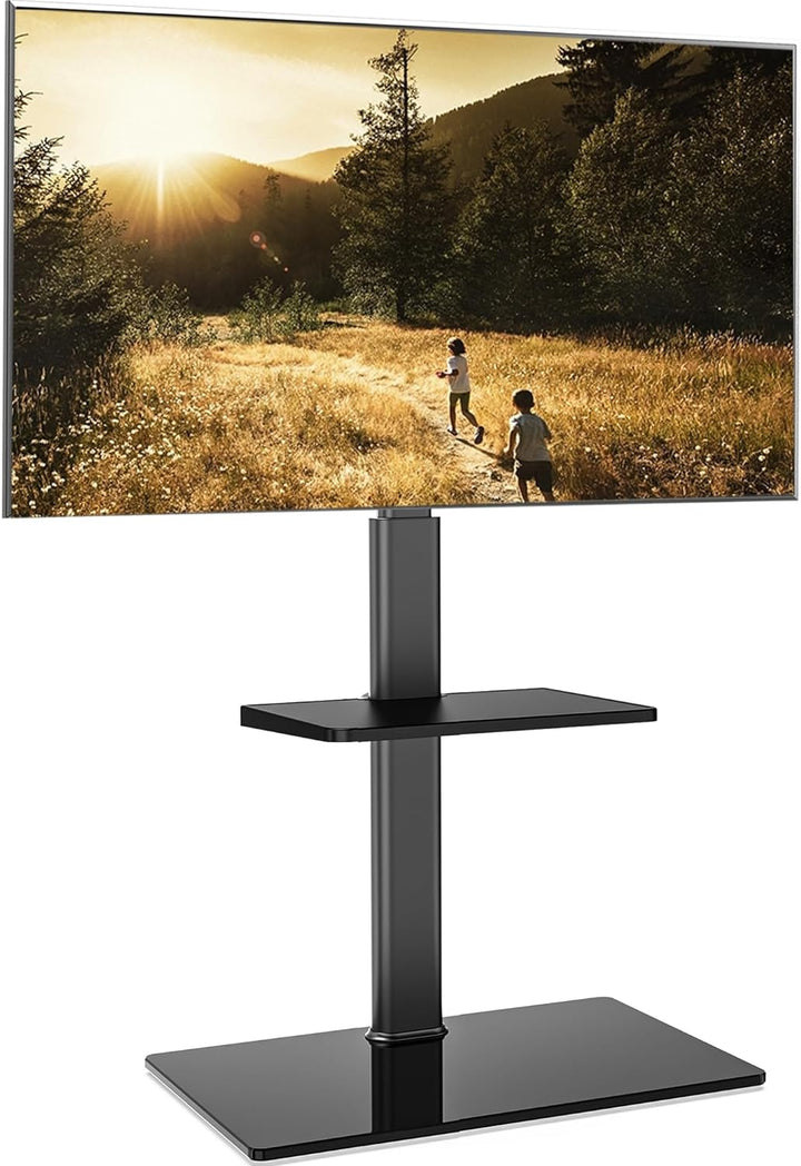 FITUEYES TV Ständer TV Bodenständer Standfuss Fernsehstand mit Regal höhenverstellbar schwenkbar für