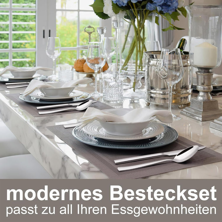 Besteck Set 12 Personen, 60 teilig Edelstahl Besteckset, Essbesteck Set mit Messer Gabel Löffel, Ede