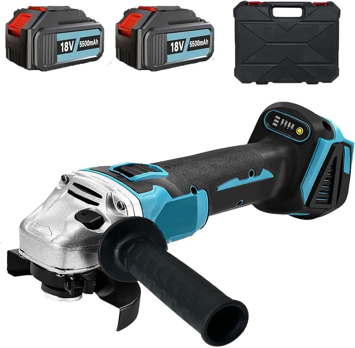 Akku Winkelschleifer Kabellos，Ersatz für Makita Akku 18V, mit 2× 5.5Ah Akkus &amp; Ladegerät, Neues Upgr