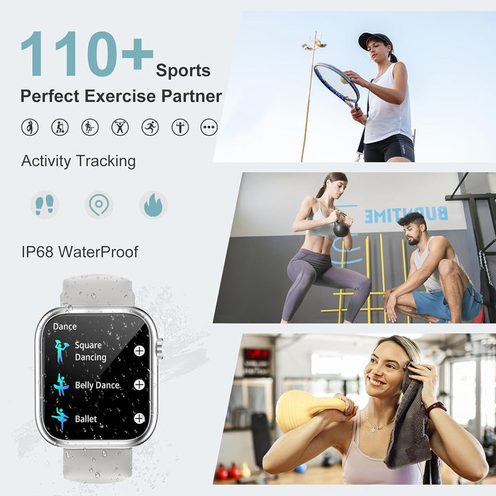 fitonyo Smartwatch Damen Herren mit Telefonfunktion,1,83" Zoll Touch Screen Smart Watch,110+ Sportmo