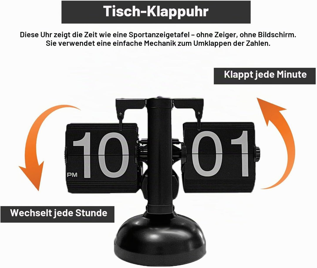 Natudeco Flip Clock Retro Flip Uhr Klappzahlenuhr Digitale Mechanische Tisch klappuhr Flip-Down-Uhr