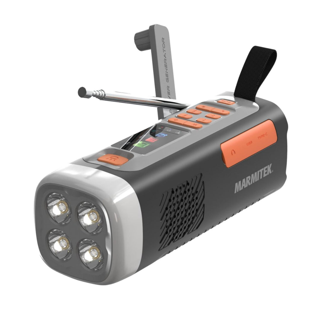 Kurbelradio Marmitek RESQ 200 – Solar Notfallradio mit DAB+, Farbdisplay & 360° LED Licht – Powerban
