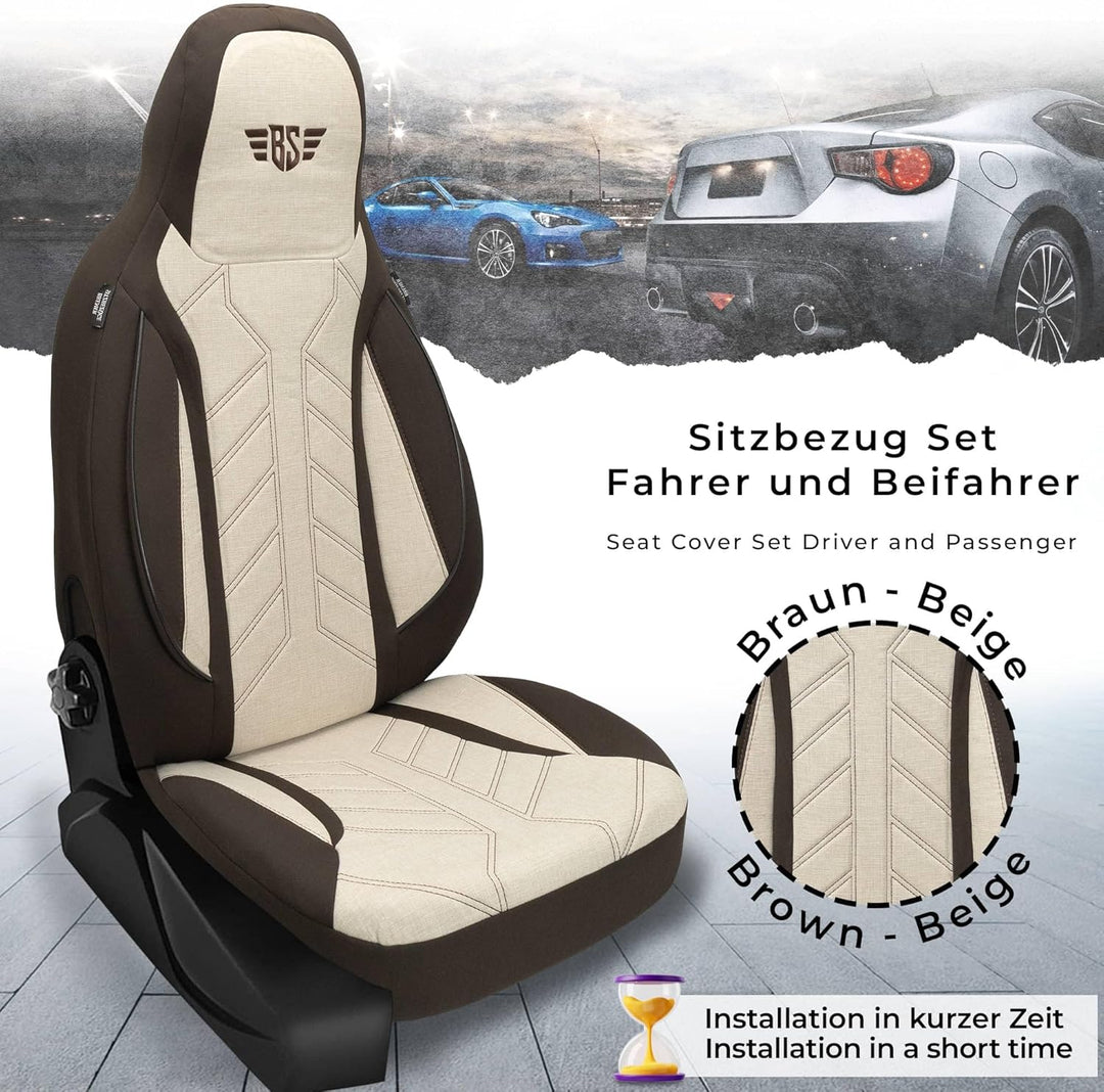 BREMER SITZBEZÜGE Mass Sitzbezüge Schonbezüge für Skoda Fabia 2 PLKT210 PLKT210 - Braun/Beige Fabia