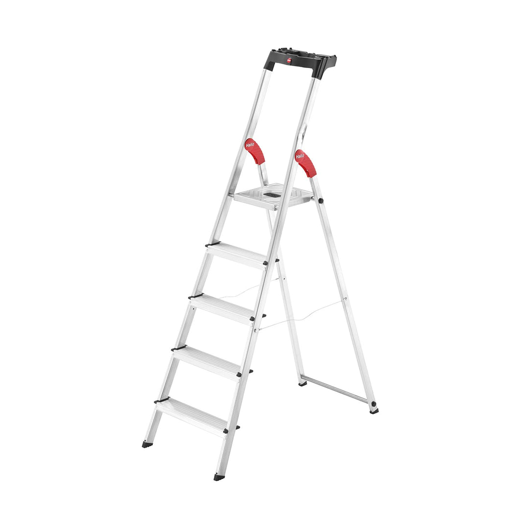 Hailo Stehleiter StandardLine 5 Stufen, belastbar bis 150 kg, mittelgrosse Leiter aus Aluminium mit