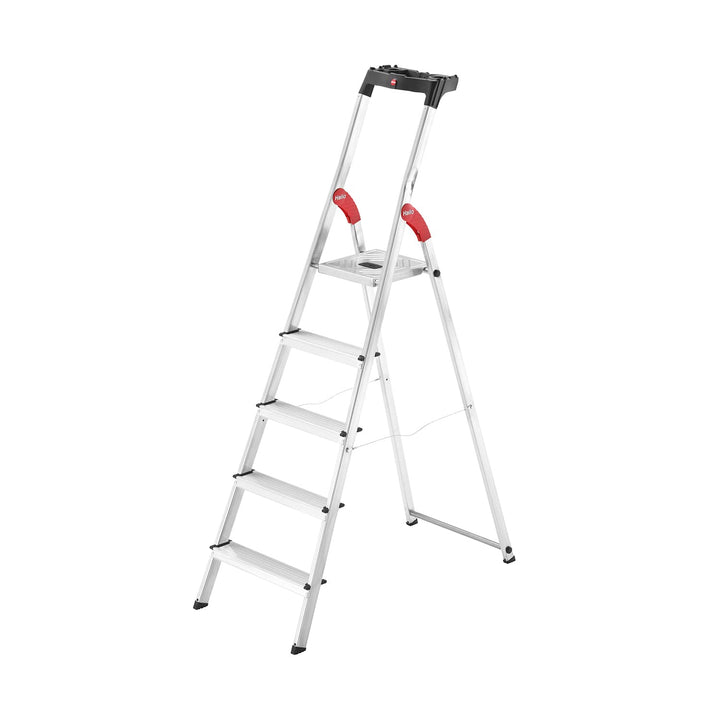 Hailo Stehleiter StandardLine 5 Stufen, belastbar bis 150 kg, mittelgrosse Leiter aus Aluminium mit