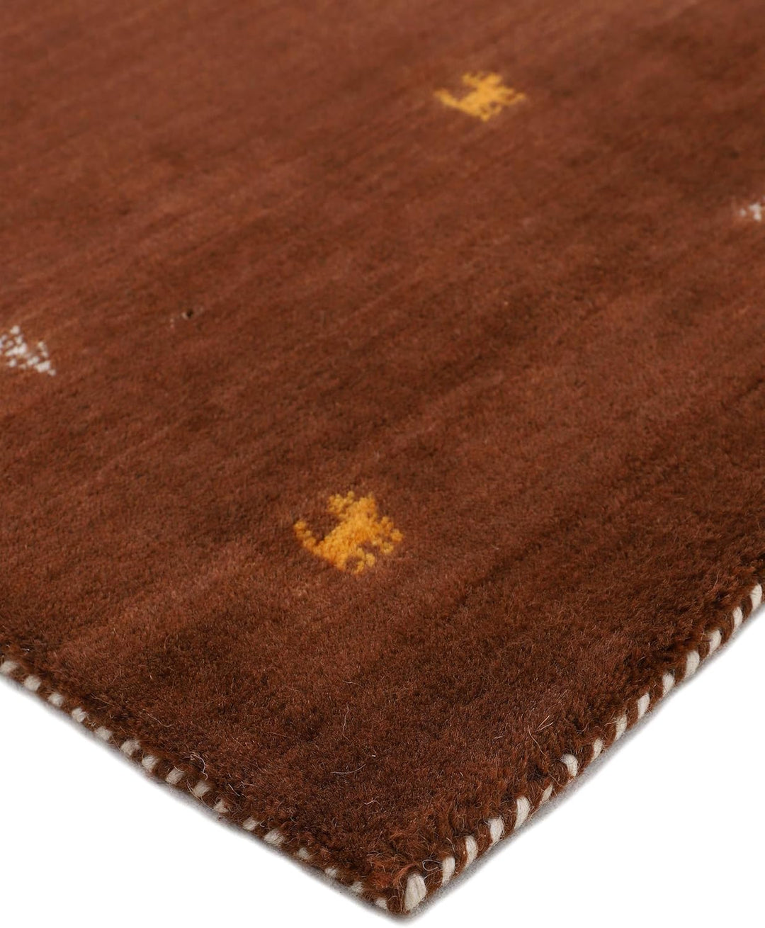 carpetfine Wollteppich Gabbeh Uni Braun 60x90 cm | Moderner Teppich für Wohn- und Schlafzimmer 60x90