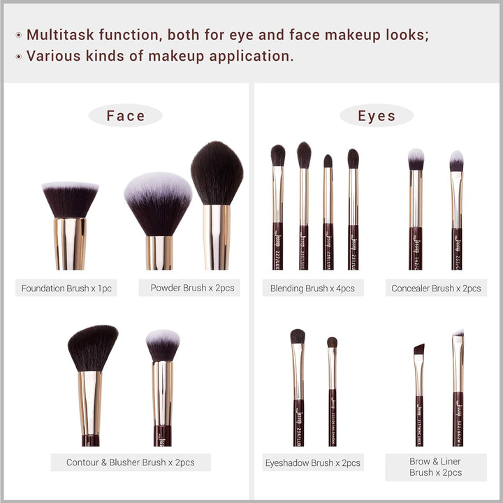Jessup Pinselset 15 Stk Makeup Pinsel Set Kosmetik Schminkpinsel Augen Gesichts Pinsel Puder Lidscha