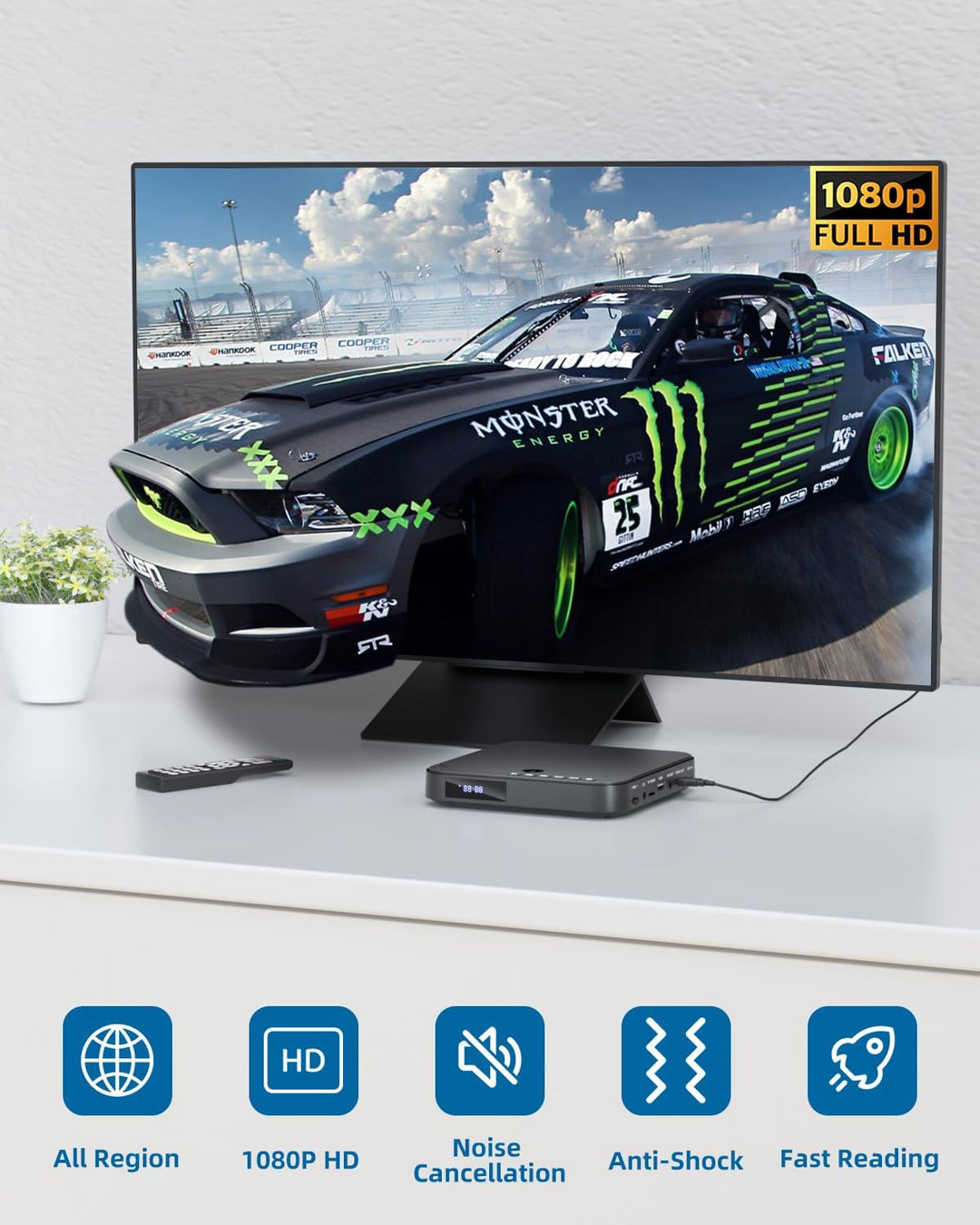 DVD Player Für Fernseher, Mini DVD Player HDMI 1080P, Allen Regionen, Anti-Shock, unterstützt USB/TF