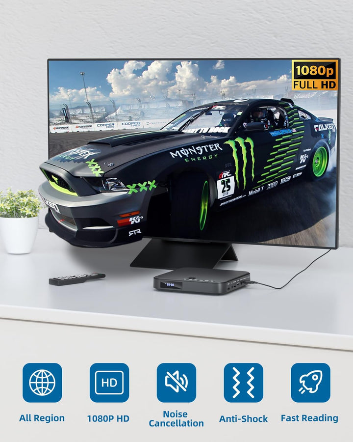 DVD Player Für Fernseher, Mini DVD Player HDMI 1080P, Allen Regionen, Anti-Shock, unterstützt USB/TF