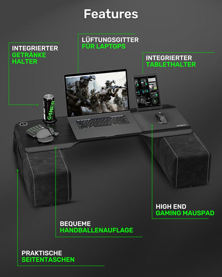 Couchmaster CYBOSS, ergonomischer Laptoptisch für Couch, Sofa und Bett, extra breiter Laptop Tisch f