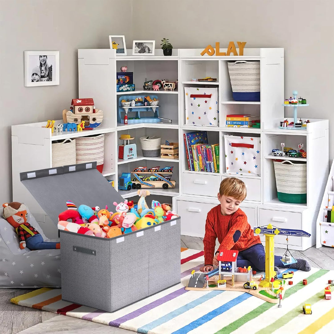 ELUCHANG Aufbewahrungsbox für Kinderzimmer mit Deckel, 81L faltbare Spielzeugkiste - Grosse Aufbewah