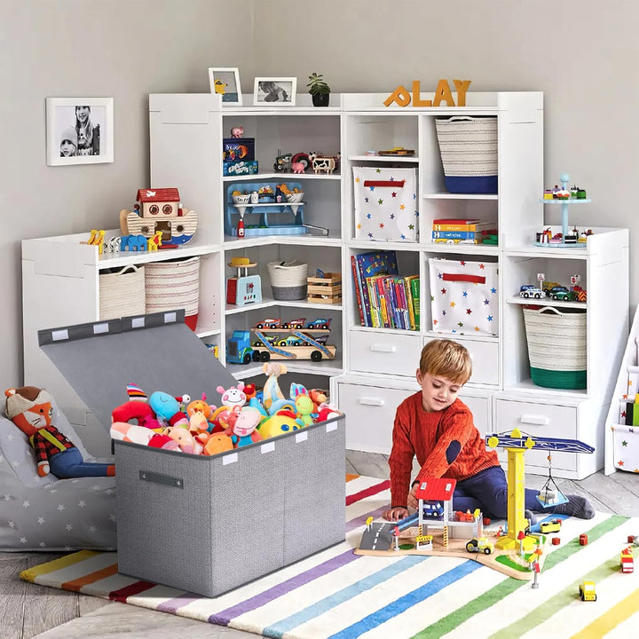 ELUCHANG Aufbewahrungsbox für Kinderzimmer mit Deckel, 81L faltbare Spielzeugkiste - Grosse Aufbewah