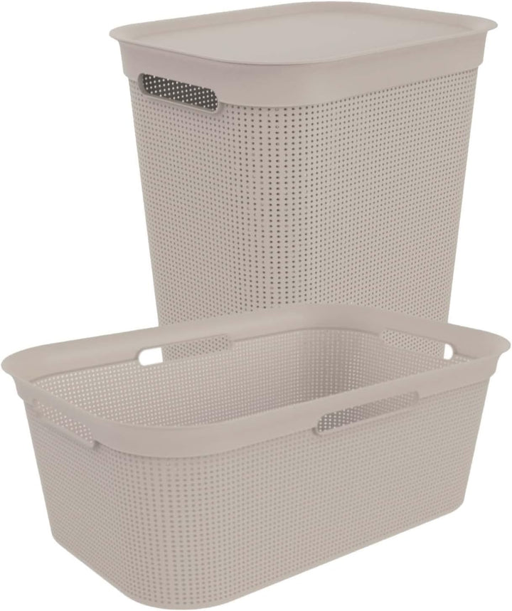 Rotho Brisen Wäscheset 2tlg. 50l, 41l, Kunststoff (PP) BPA-frei, cappuccino, 50l, 41l Beige, Beige