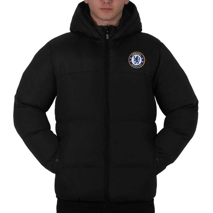 Chelsea FC - Herren Winter-Steppjacke mit Kapuze - Offizielles Merchandise - Geschenk für Fussballfa