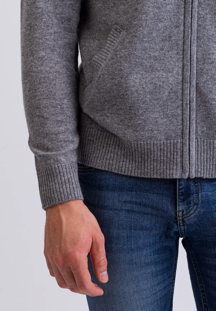CASH-MERE.CH 100% Kaschmir Herren Kapuzenpullover | Hoodie mit Reissverschluss S Grau, S Grau
