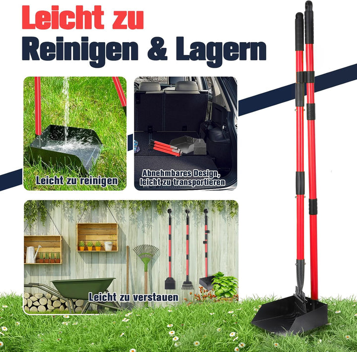 Hundekotschaufel Kehrschaufel & Rechen Mit Abfallsäcken, Hundekotsammler Langer Griff, Hundekot Scoo