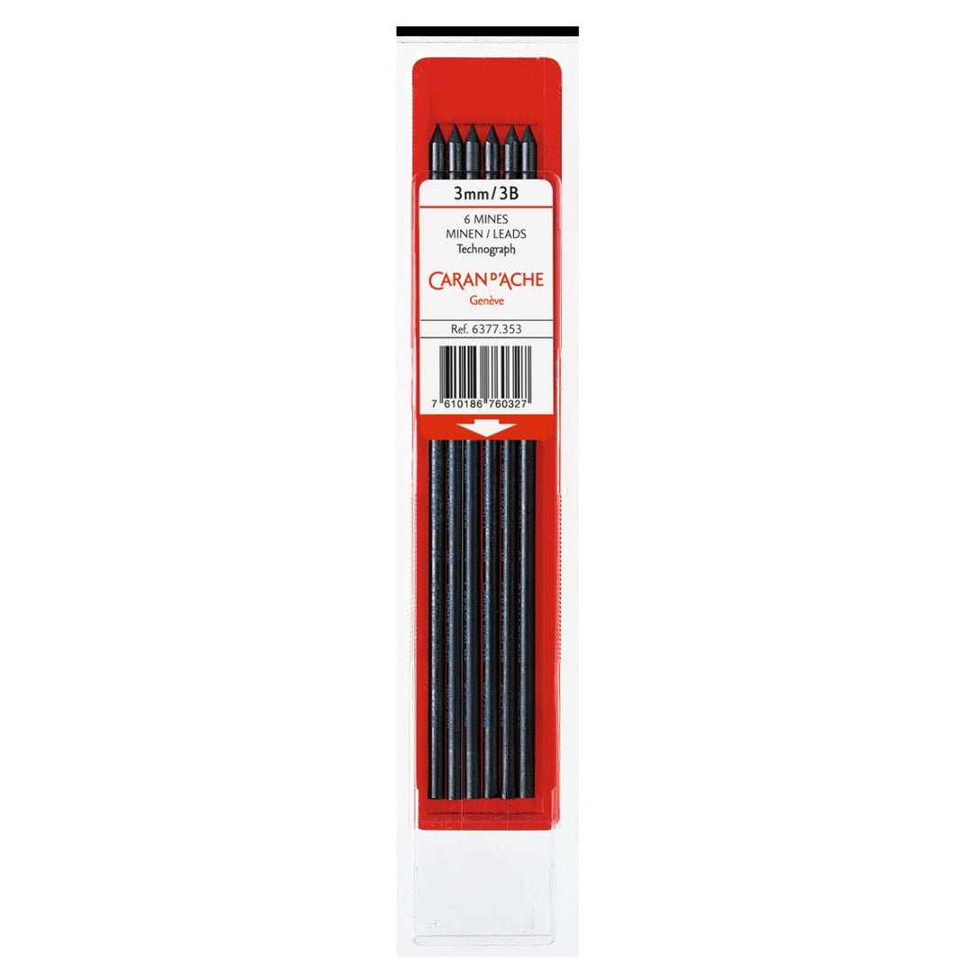 Caran d'Ache Graphit-Minen 3 mm Etui mit 6 Stück 6B