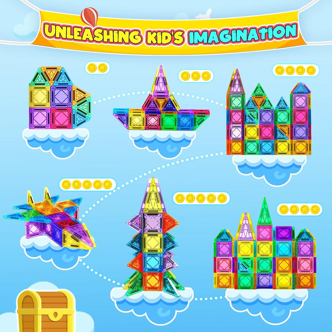 iKidiki Magnetische Bausteine Reiseset-43 Teile, Reisespiele Kinder ab 3 4 5 6 Jahre Spielzeug ab 3-