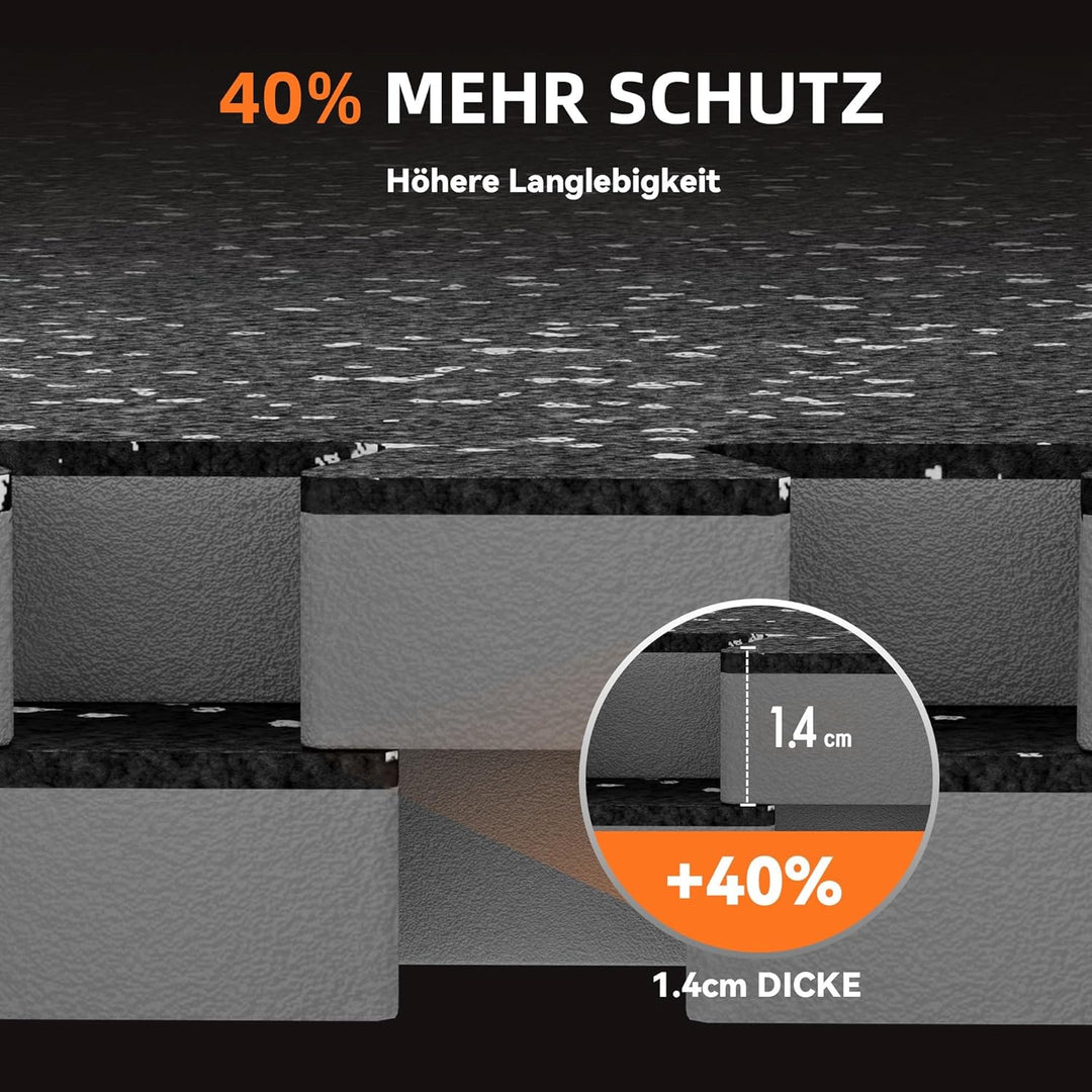 MDEAM Bodenschutzmatte 60x60x1,4 cm, 6 Matten Extra Dicke Gummierte Eva Puzzlematte, 2,16 m² Sportma