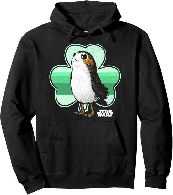 Star Wars St. Patrick's Day Porg Clover Green Hue Portrait Pullover Hoodie