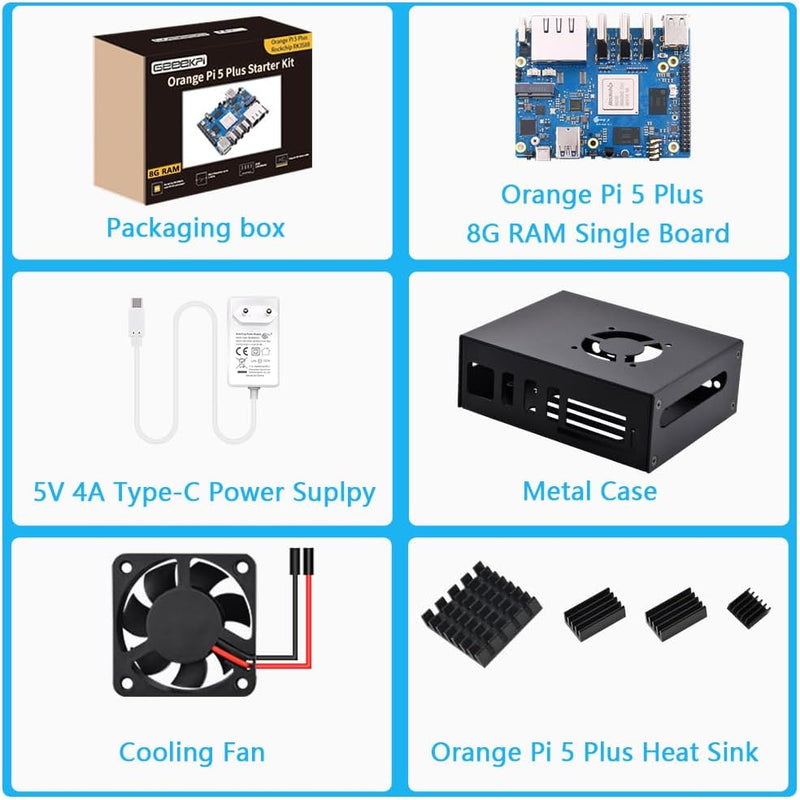 GeeekPi Orange Pi 5 Plus 8GB LPDDR4/4x Rockchip RK3588 8-Core 64-Bit Single Board Computer with eMMC