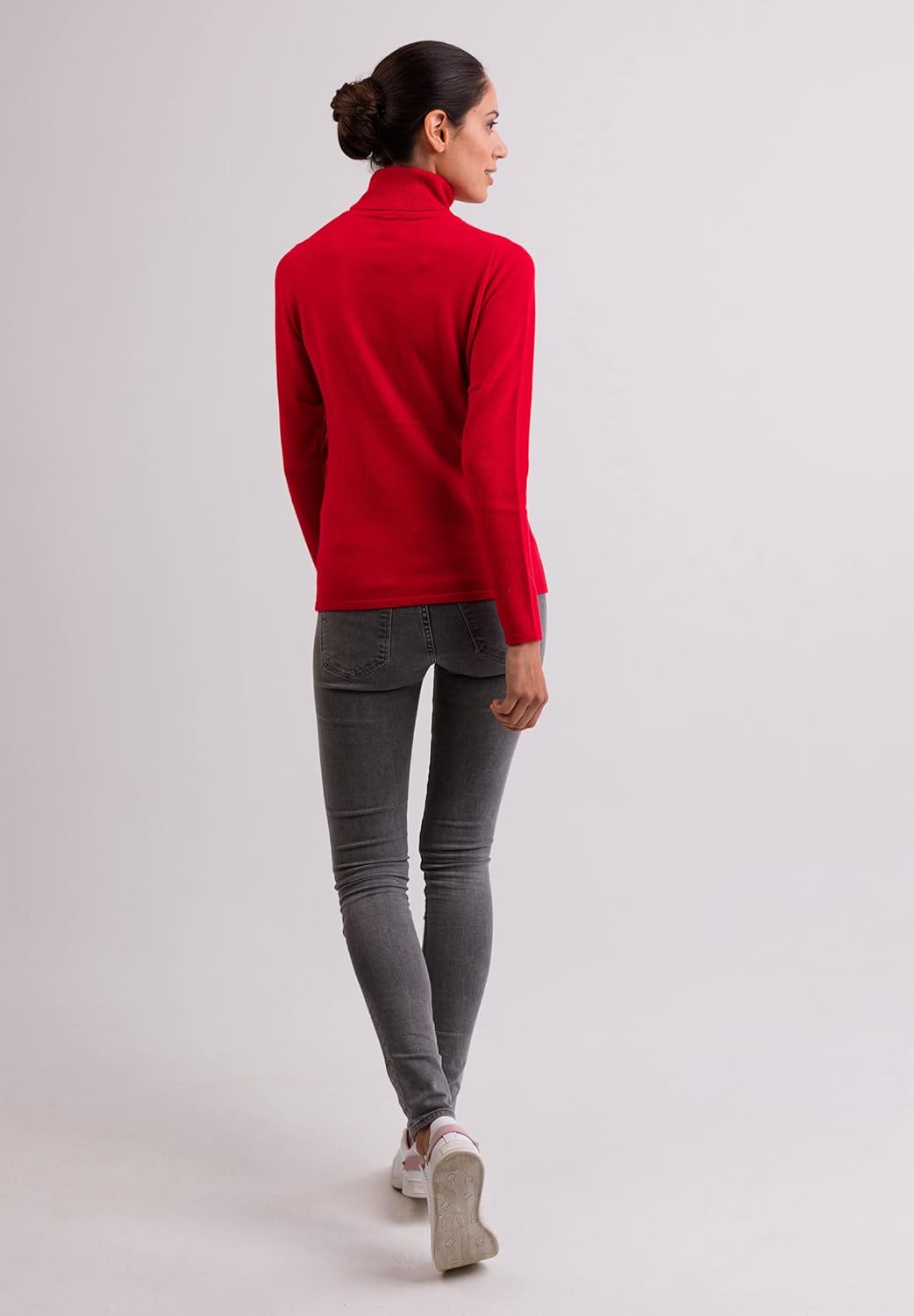 100% Kaschmir Damen Pullover | Sweater Rollkragen 2-fädig XS Rot, XS Rot