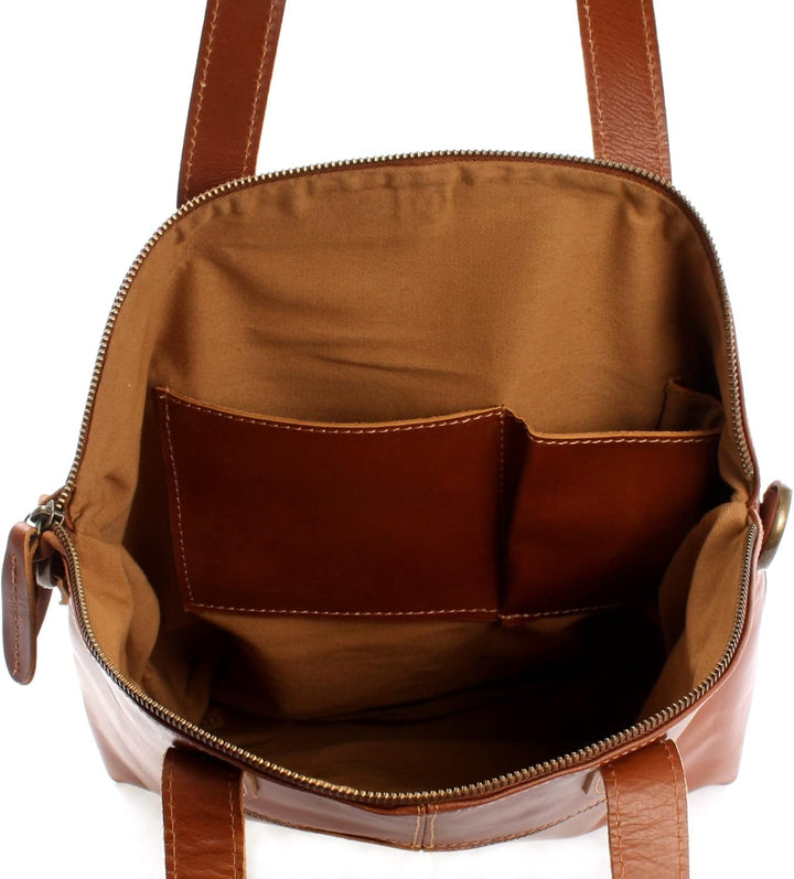 LECONI Shopper Schultertasche Damen Handtasche Ledertasche Natur Henkeltasche aus Leder Damentasche