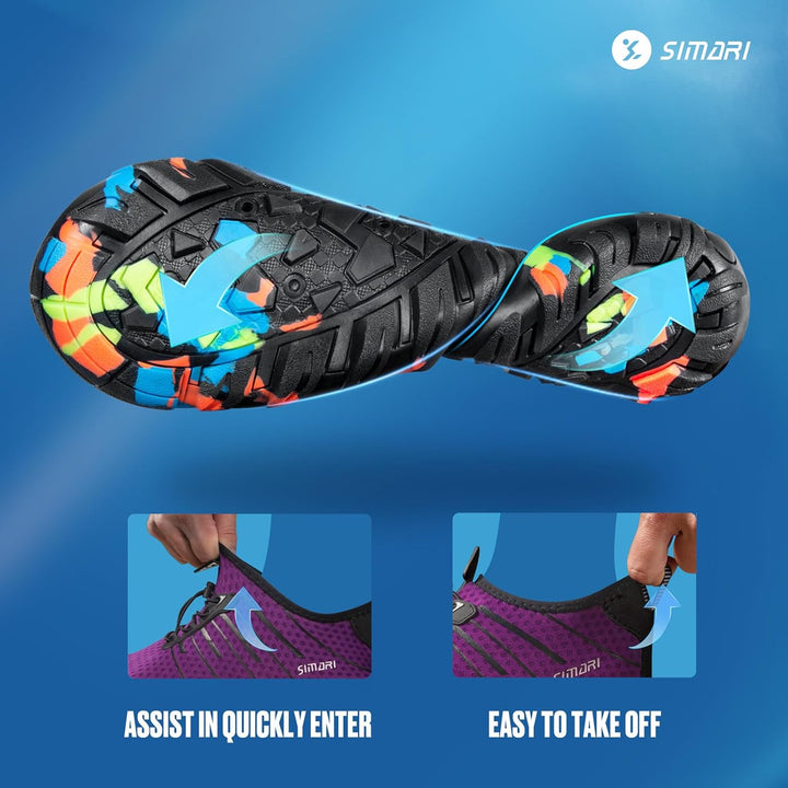 SIMARI WP001 Wasserschuhe für Damen und Herren, schnelltrocknend, für Barfuss, Tauchen, Schwimmen, S