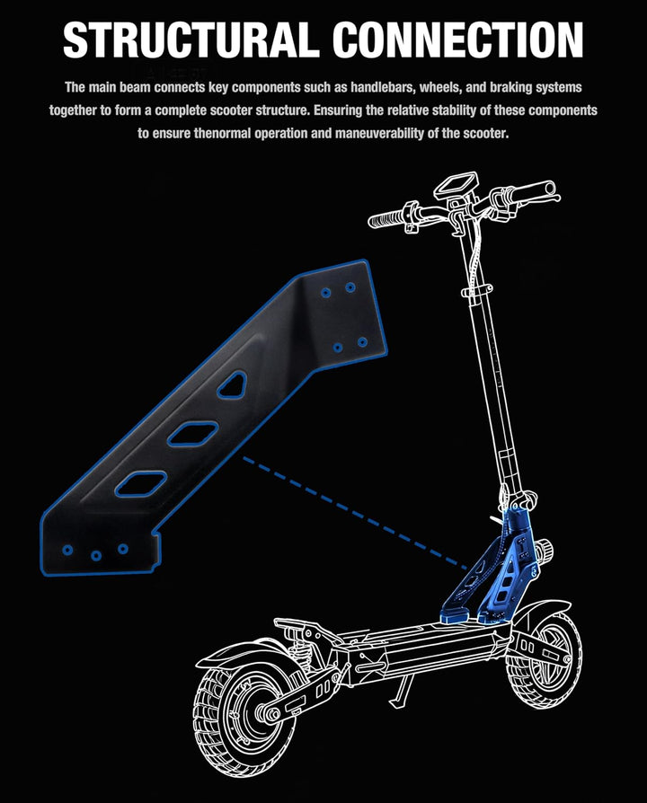 Vordere Hauptträger-Querträger-Baugruppe kompatibel mit KuKirin G2 Max E-Scooter, Ersatz-Metallstütz